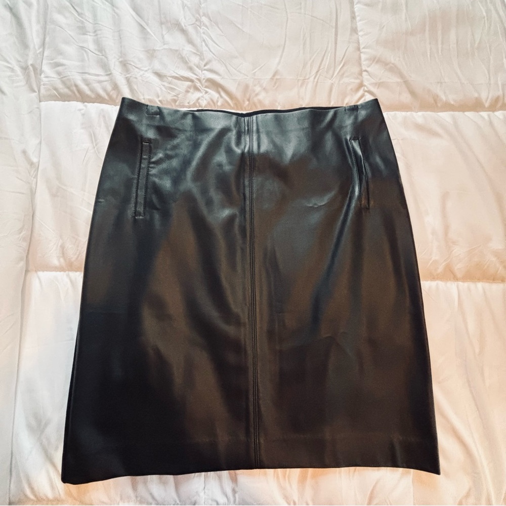 Chico's Black Faux Leather Pencil Skirt